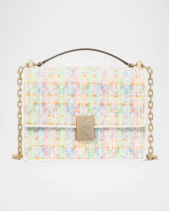 deco tweed chain shoulder bag